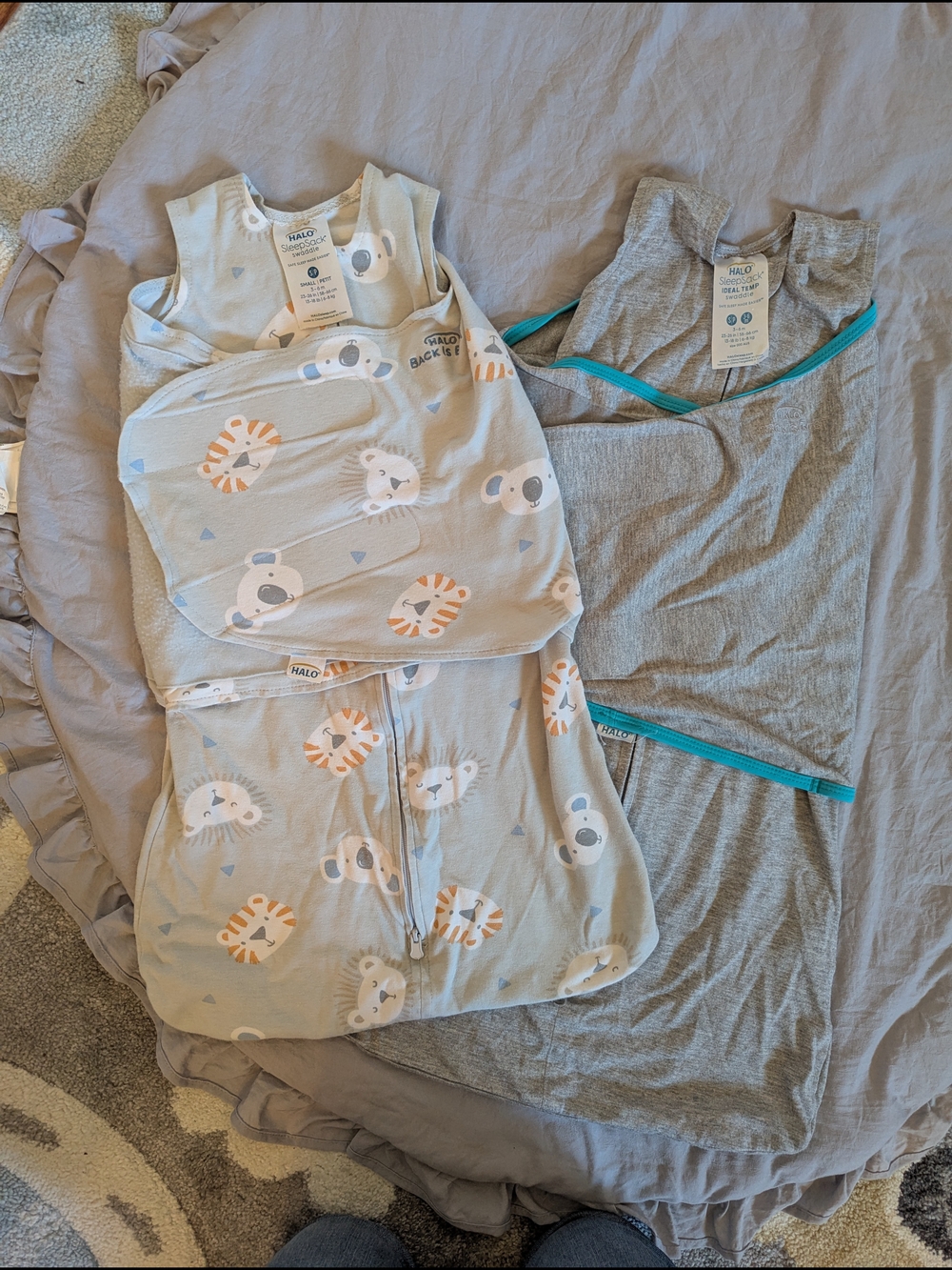 2-Pack Halo Sleepsack Swaddle Velcro Wrap, Size S. Ideal Temp And Classic
